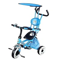 Fold Children Tricycle, Kids Tricycle with safety bar and back pushbar, 4 in 1 Portable Kids Bike, approve SGS text