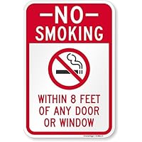 “No Smoking Within 8 Feet of Any Door Or Window” Sign