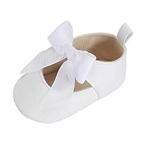 ESTAMICO Toddler Infant Girls Cute Mary Jane Flats Soft Rubber Sole Baby Sneakers Princess Bowknot Crib Wedding Dress Shoes