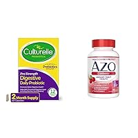 Culturelle Pro Strength Daily Probiotic, Digestive Health Capsules, Supports Occasional Diarrhea & AZO Cranberry Urinary Tract Health Supplement, 1 Serving = 1 Glass of Cranberry Juice