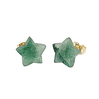 Guntaas Gems Charming 12mm Star Shape Aventurine Brass Gold Plated Stud Earrings Christmas Fashionable Gift
