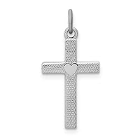 Solid 925 Sterling Silver Heart Crucifix Cross Customize Personalize Engravable Charm Pendant Jewelry Gifts For Women or Men (Length 0.86