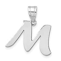 14kw White Gold Polished Script Letter A Initial Pendant A-Z 0