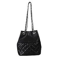 Ladies PU Leather Bucket Bag Chain Bag Shoulder Tote Bag Purse Top Handle Satchel Handbag for Women Work