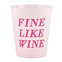 Slant Collections Cocktail Glasses 8-Count Reusable BPA-Free Plastic Party Cups, 16-Ounce, Fine Like Wine