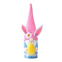 Easter Bunny Hug Egg Colorful Dwarf Doll with Long hat,elf Doll Ornaments,Home Decoration Products. (Blue)