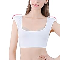 Women's 2 in 1 Built-in Shoulder Pad Tops Vest Fake Shoulders Shirt for DIY Clothing Accessories,White1-1X
