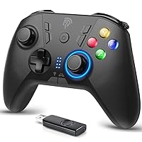 EasySMX Wireless Game Controller for Windows PC/Steam/PS3/Android TV BOX/Tesla, Dual Vibrate Plug and Play Gamepad Joystick with 4 Customized Keys, Battery Up to 14 Hours, Work for Nintendo Switch-black