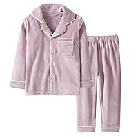 Kids' Winter Pajama, BANGSAUR Coral Fleece Button Down PJS, Boys Girls 3-14 Years