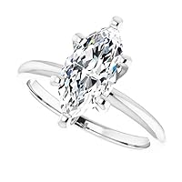 10K Solid White Gold Handmade Engagement Ring 2 CT Marquise Cut Moissanite Diamond Solitaire Wedding/Bridal Ring for Woman/Her Bridal Ring