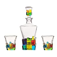 Hand-painted Crystal Glass Pot Color Whisky Glass Decanter Hand-painted Wine Glass Wine Bottle Set (Color : E, Size : 1)