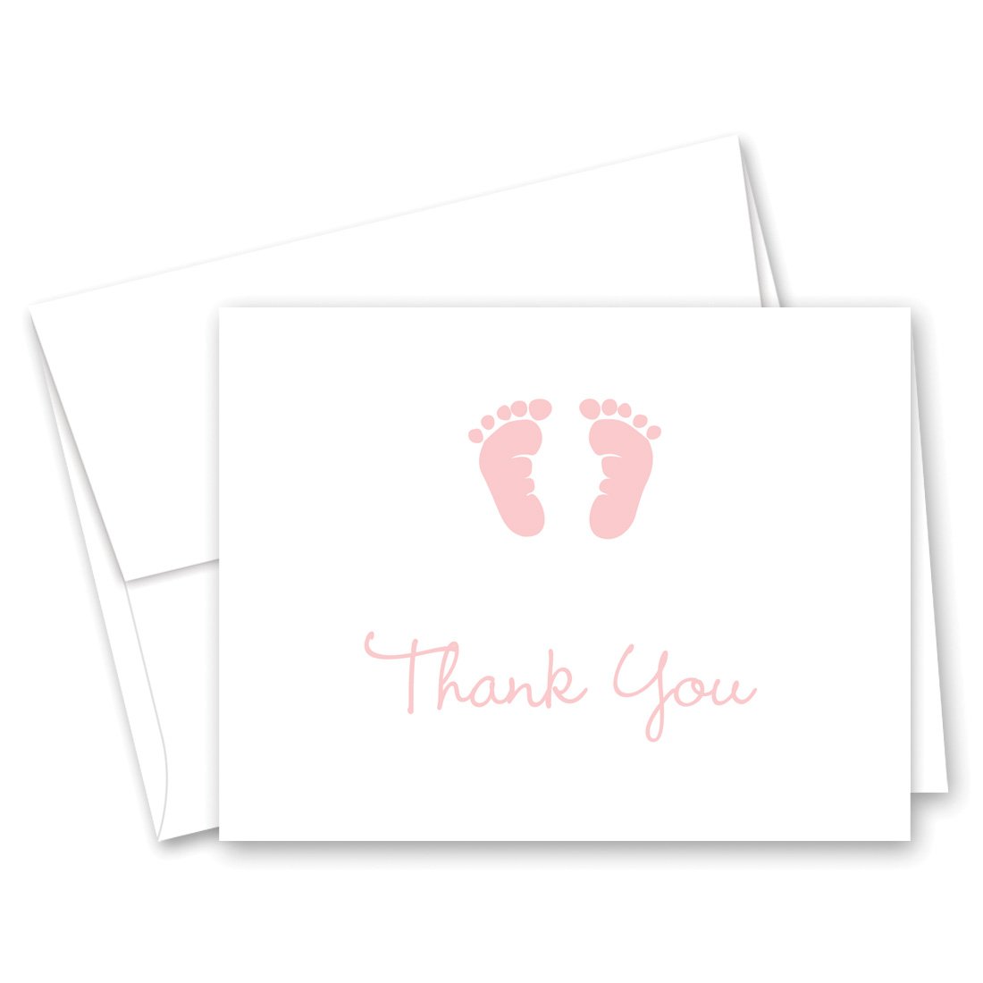50 Cnt Baby Footprint Girl Baby Shower Thank You Cards