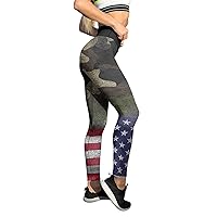 SNKSDGM American USA Flag Leggings for Women Patriotic Workout High Waist Yoga Pants Comfy Running Gym July 4th Tights