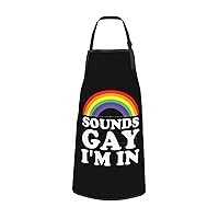 Sounds Gay I'm In Adjustable Bib Waterdrop Resistant Apron with Pockets Kitchen BBQ Apron