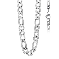 Stainless Steel Unisex 5mm Figaro Fashion Link Chain Necklace Jewelry Gifts for Women - Length Options: 16 18 20 22 24 26 28 30 38 40