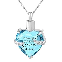 weikui Heart Pendant Cremation Urn Necklaces for Ashes Memorial Pendant I Love You to The Moon and Back Engraved 12 Birthstone Jewelry