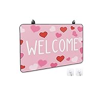 Valentine's Day Stove Cover for Electric Stove, Welcome Love Heart Pink Background Stove Top Cover for Glass Top, Heat Resistant Rubber Mat Foldable Cooktop Cover Top Protector, 24