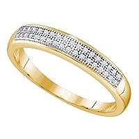 The Diamond Deal 10kt Yellow Gold Womens Round Diamond Pave Band Ring 1/10 Cttw