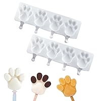 2 Sets of Popsicle Mold for Cakesicle Bear Paw Shape Ice Cream Silicone Mold 4 Cavities Ice Pop Silicone Mold Homemade Ice Cream Mold