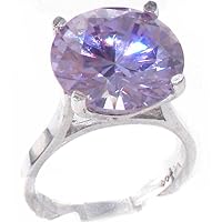 925 Solid Sterling Silver Large 14mm 16.5ct Lavender Cubic Zirconia CZ Solitaire Ring - Sizes 4 to 12