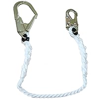 Peakworks Fall Protection Restraint Lanyard with Rope, Snap and Form Hooks, 4 ft. Length, White, V8151204