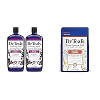 Dr Teal's Foaming Bath with Pure Epsom Salt, Black Elderberry with Vitamin D, 34 fl oz (Pack of 2) & Pure Epsom Salt Soak, Soothe & Comfort with Oat Milk & Argan Oil, 3 lbs