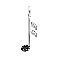 The Diamond Deal Sterling Silver Womens Round Black Color Enhanced Diamond Music 16th Note Pendant 1/20 Cttw
