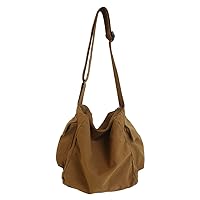 DKIIL NOIYB Canvas Shoulder Bags For Women, Large Capacity Solid Soft Denim Leisure Travel Bag Multiple Pockets Denim Crossbody Bag Denim Bags With Adjustable Shoulder Straps
