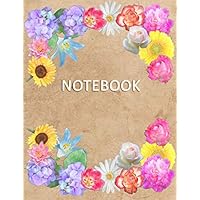 Notebook for Woman: Unlined - Blank - Table of Content - Diary, Journal, Composition Book, Doodles, Sketchbook - A4 100 - Elegant Leather Effect and Flower composition