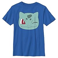 Pokemon Kids Bulbasaur Face Boys Short Sleeve Tee Shirt