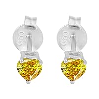 Multi Choice Your Gemstone Heart Shaped 5 MM 925 Silver Solitaire Stud Earring Gift For Her