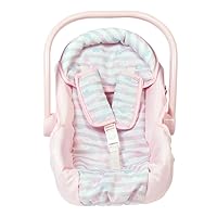 Adora Baby Doll Car Seat Carrier with Removable Seat Cover - Machine Washable, Fits Most Dolls & Plush Animals Up To 20”, Birthday Gift for Ages 2+ - Pastel Pink Hearts