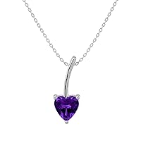 2 Carat Gemstone Solitaire Heart Pendant Necklace for Women in 14k Gold 3-Prong Setting Birthstone Jewelry for Her by VVS Gems