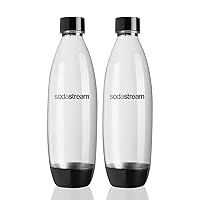 Sparkling Water Machines Bottles 1 Twin Pack, 2 x 1 Litre, Black