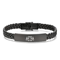 Buddha Om Jewelry Buddhism Prayer Amulet Leather Bracelet Religious Protection Symbolic Bangle Spiritual Serenity Meditation Reminder Jewelry for Men Women