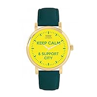 Football Keep Calm and Support City Fans Ladies Watch 38mm Case 3atm Water Resistant Custom Designed Quartz Movement Luxury Fashionable