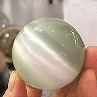 1 Pcs 60mm Natural Quartz Sphere Cat Eye Crystal Ball Gemstone Healing Crystal Ball Polished Stone Balls for Feng Shui, Reiki, Meditation, Home Office Decoration, White