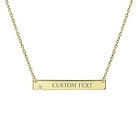 Personalized Vaccinated Horizontal Name Plated Bar Vaccination Pendant Necklaces Vaccines Shot Message Awareness Jewelry For Women 14K Gold Plated .925 Sterling Silver Birthday Month Crystal Colors