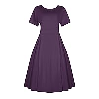 Summer Outfits for Women, Trendy 2024 Dinner Plus Size Womens Clothing Short Sleeve Dress, S, 5XL