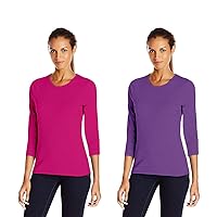 2 Pack Sizzling Pink and Violet Splendor Cotton Shirts for Women Long Sleeve