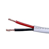 Monoprice 104044 Access Series 18 Gauge AWG CL2 Rated 2 Conductor Speaker Wire / Cable - 50ft Fire Safety In Wall Rated, Jacketed In White PVC Material 99.9% Oxygen-Free Pure Bare Copper