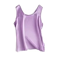 Women Basic Silk Sleeveless T Shirt Summer Casual O Neck Solid Chic Vests Tops