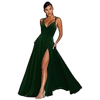 V Neck Sequin Prom Dress Long Mermaid Evening Gown Sparkly Spaghetti Straps Evening Dresses for Women