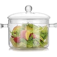 1.7L Heat-Resistant Glass Stovetop Pot with Lid - For Pasta, Soup, Milk, Baby Food