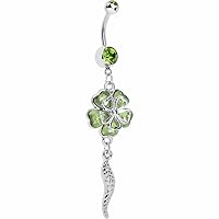 Body Candy Green Morning Glory Flower Dangle Belly Ring