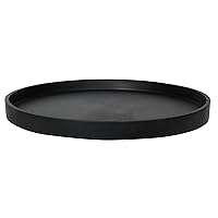Small Fiberstone Indoor Outdoor Round Saucer for Planter, 16 Inch Diameter, Black