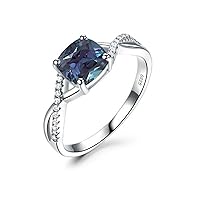 Alexandrite Engagement rings for Women 10K/14K/18K Gold Color Change Alexandrite Promise Wedding Anniversary Ring for Her