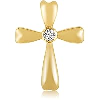 14K Yellow Gold Diamond Cross Pendant (chain NOT included)