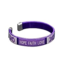 Purple Ribbon Awareness Bracelets – Purple Ribbon Bracelets for Alzheimer’s, Epilepsy, Pancreatic Cancer, Domestic Violence, Lupus, Crohn’s Disease & More (2 Bracelets)