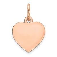 14K Rose Gold Plain .013 Gauge Engravable Heart Disc Charm